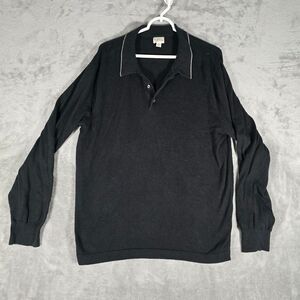 J.Crew Shirt Mens L Large Cotton Silk Long Sleeve‎ Black Knit Collared Work